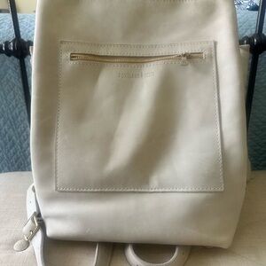 Portland Leather White Minimalist Backpack